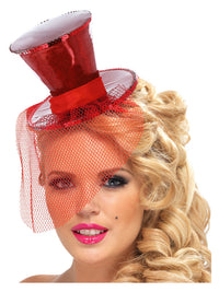 Fever Mini Top Hat on Headband, Red