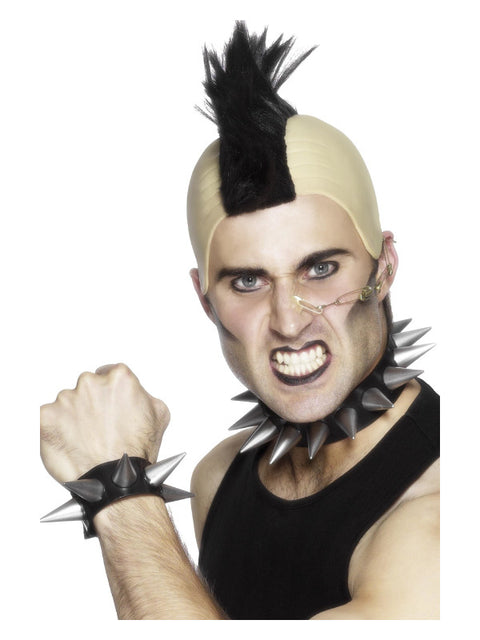 Punk Choker and Wristband, Silver Dress Loud