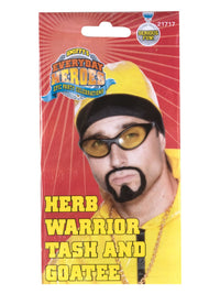 Herb Warrior Tash & Goatee Beard Set, Black Dress Loud