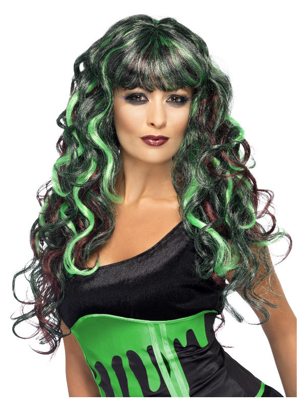 Monster Wig, Black & Green Dress Loud