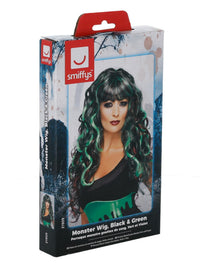 Monster Wig, Black & Green Dress Loud