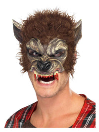 Werewolf Half Face Latex Mask, Brown