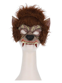 Werewolf Half Face Latex Mask, Brown Dress Loud