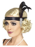 Black Satin Charleston Headband, Black Dress Loud