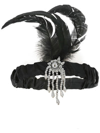 Black Satin Charleston Headband, Black Dress Loud