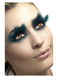 Eyelashes, Large Feather with Aqua Dots, Black Dress Loud