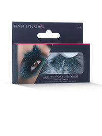 Eyelashes, Large Feather with Aqua Dots, Black Dress Loud