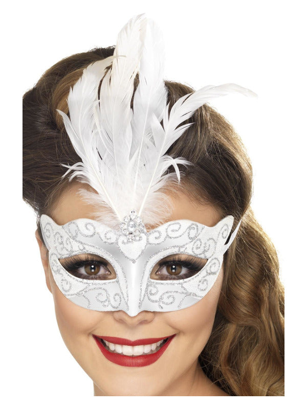 Venetian Glitter Eyemask, Silver Dress Loud