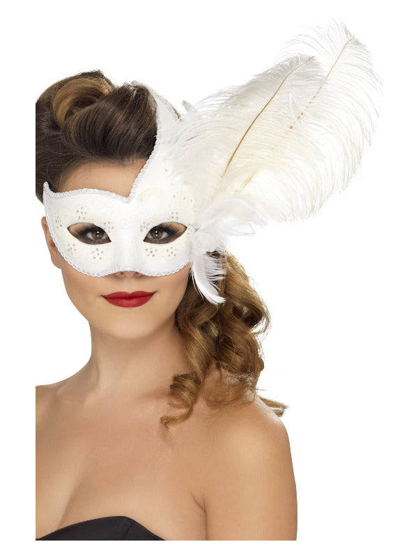 Ornate Columbina Eyemask, White Dress Loud