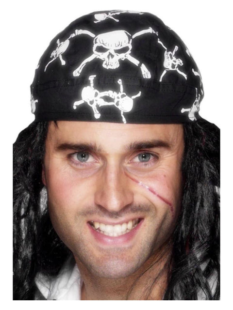 Pirate Bandana, Skull and Crossbones Design, Black Dress Loud