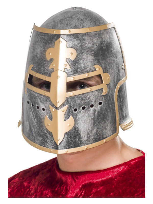 Medieval Crusader Helmet, Silver Dress Loud