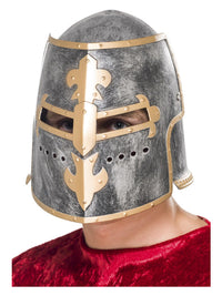 Medieval Crusader Helmet, Silver Dress Loud