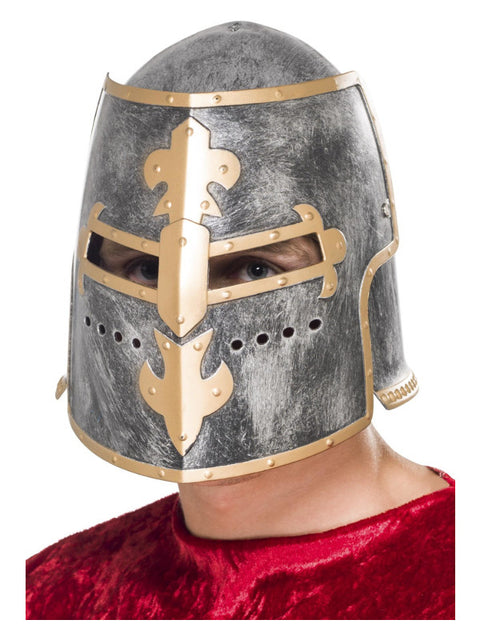 Medieval Crusader Helmet, Silver Dress Loud