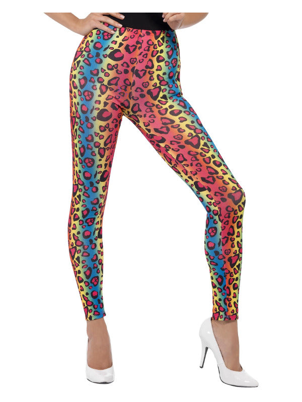 Neon Leopard Print Leggings, Multi-Coloured Dress Loud