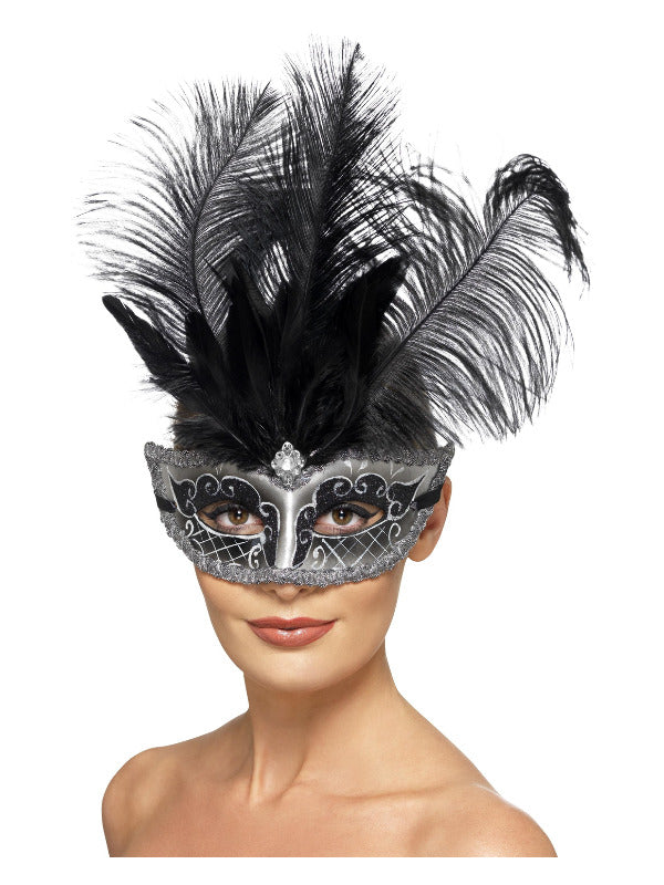 Venetian Colombina Eyemask, Grey Dress Loud