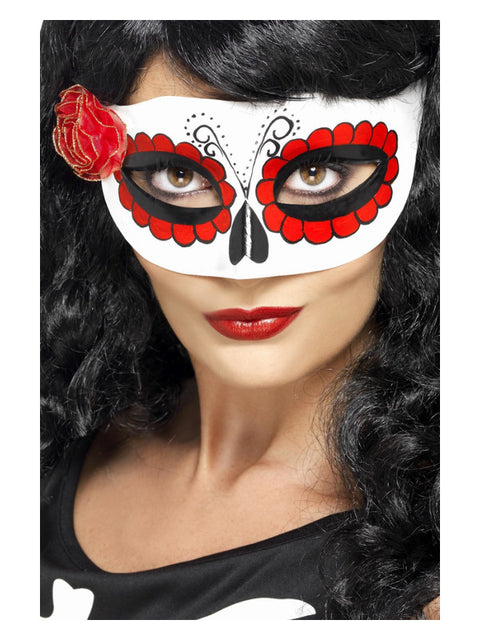 Mexican Day Of The Dead Eyemask, White & Red Dress Loud