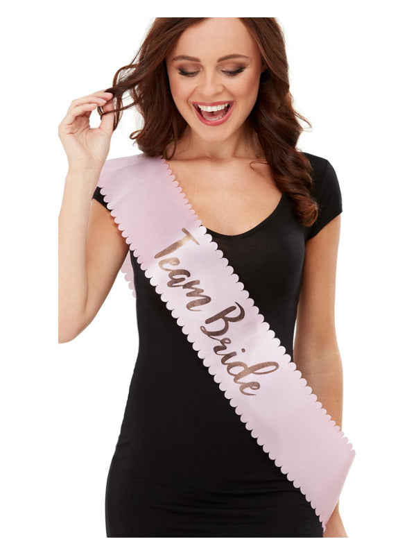 Team Bride Sash, Pink & Gold Dress Loud