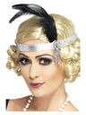 Silver Satin Charleston Headband, Silver