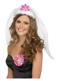Bride to Be Tiara with Veil, White Dress Loud