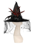 Witch Hat, Feathers & Netting, Black Dress Loud