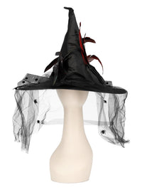 Witch Hat, Feathers & Netting, Black Dress Loud
