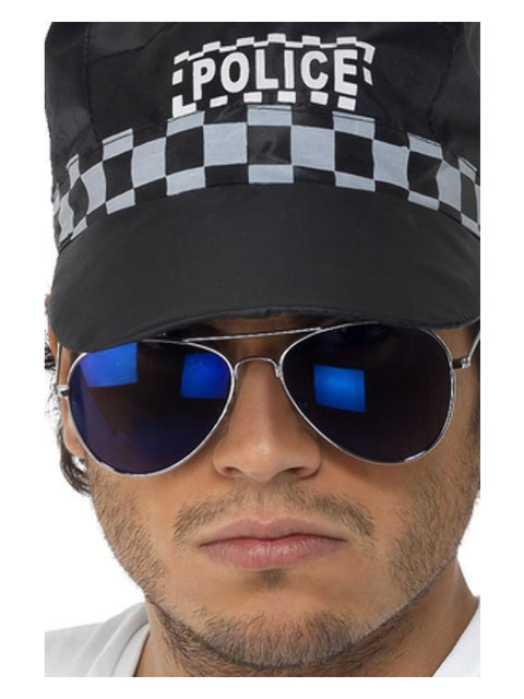 Aviator Specs, Blue Mirror, Silver Dress Loud