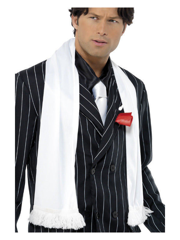20s Scarf with Tassels, White Dress Loud