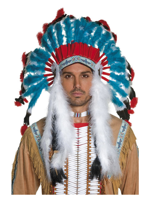 Native American Inspired Headdress, Blue Dress Loud
