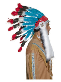 Native American Inspired Headdress, Blue Dress Loud