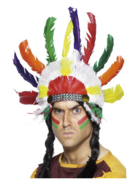 Native American Inspired Headdress, Multi-Coloured Dress Loud
