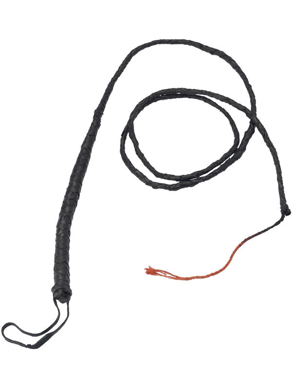 Long Bull Whip, Black, Real Leather Dress Loud