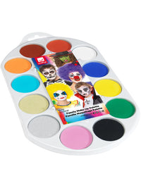 Smiffys Make-Up FX, 12 Colour Palette, Aqua, Multi Dress Loud
