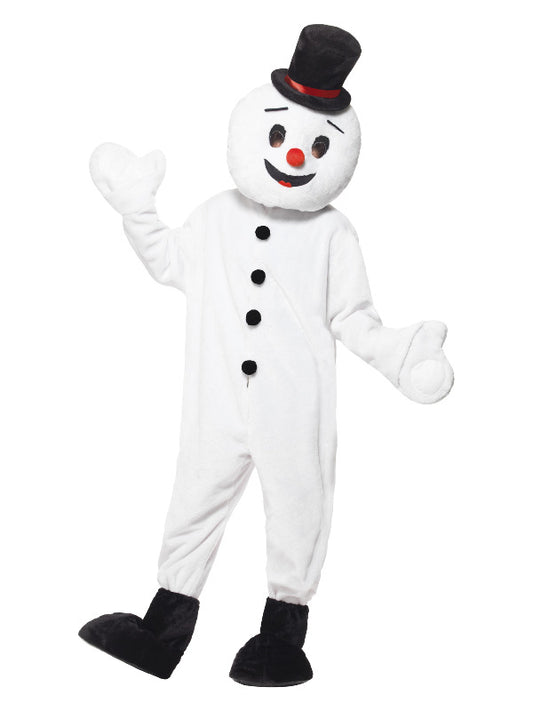 Snowman Mascot Costume, White Dress Loud
