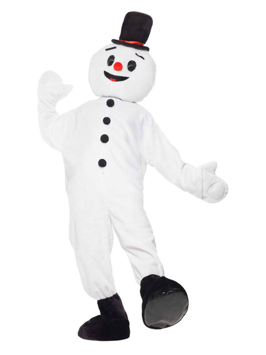 Snowman Mascot Costume, White Dress Loud