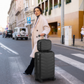V-striped 2-piece suitcase with PP handbag PP trolley case 14in 20in PP iron trolley classic colour - black (grained pattern) Dress Loud