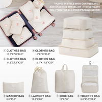 4-Piece Luggage Set with 2-Piece Handbag & 8-Piece Toiletry Kit – Rose Gold PP Suitcase + Beige Travel Accessories Dress Loud