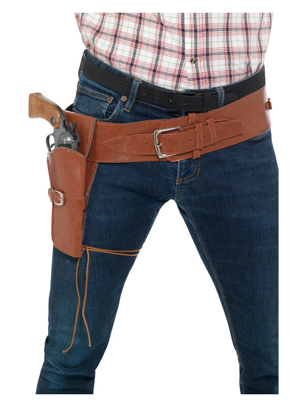 Faux Leather Single Holster with Belt, Tan Dress Loud