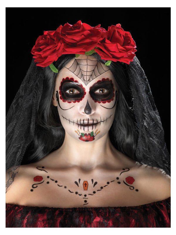 Smiffys Make-Up FX, Day of the Dead Kit, Aqua, Red Dress Loud