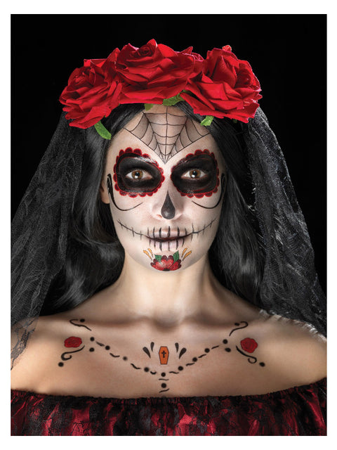 Smiffys Make-Up FX, Day of the Dead Kit, Aqua, Red Dress Loud