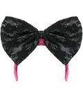 80s Lace Headband, Black & Pink Dress Loud