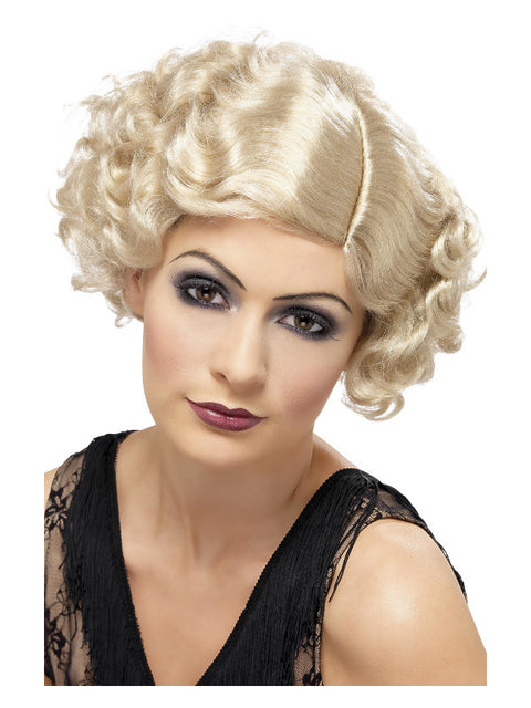 20s Flirty Flapper Wig, Blonde Dress Loud