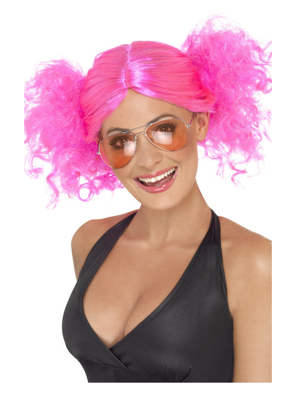 80s Bunches Wig, Pink Dress Loud
