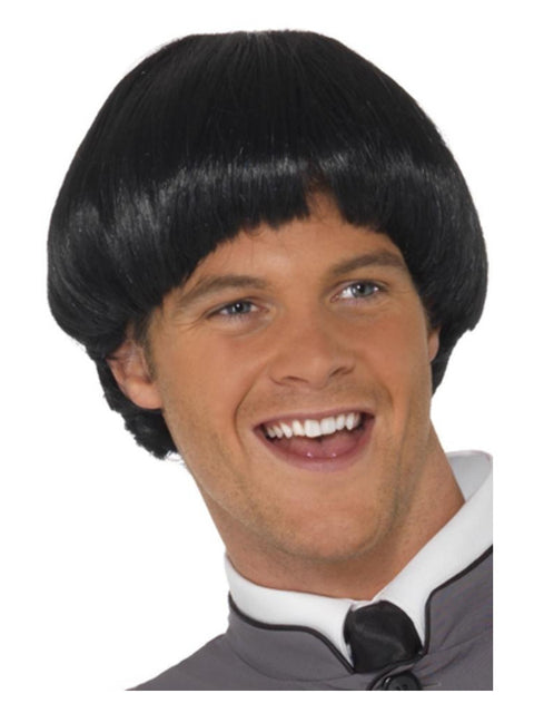 Swinging '60s Bowl Wig, Black Dress Loud