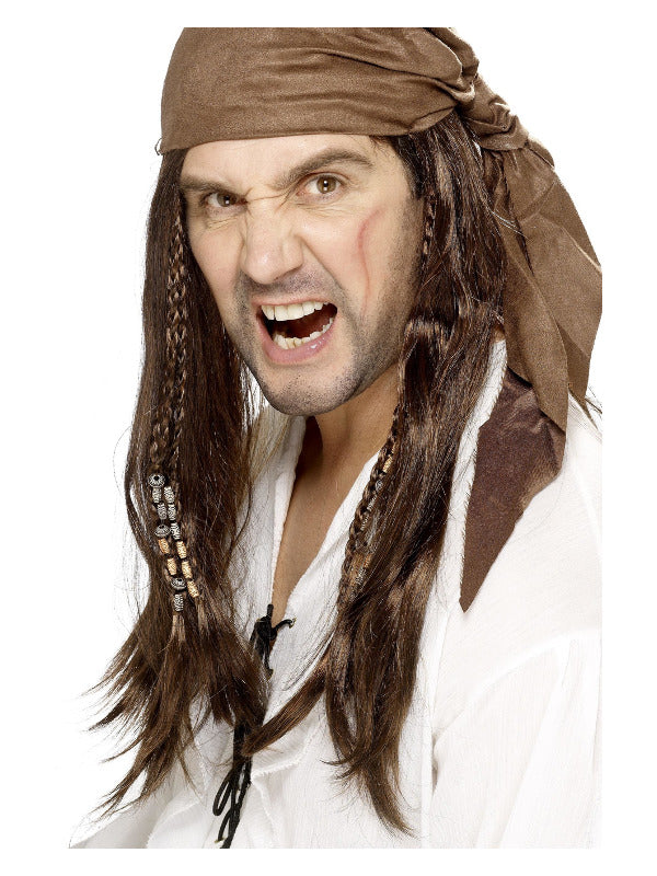 Buccaneer Pirate Wig, Brown Dress Loud