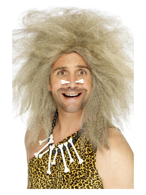 Crazy Caveman Wig, Blonde Dress Loud