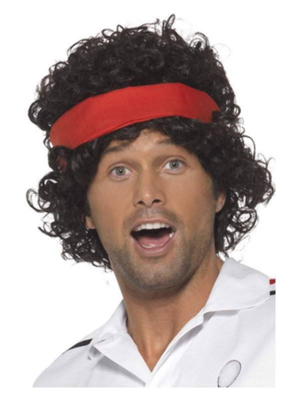 80s Tennis Ace Wig, Brown Dress Loud