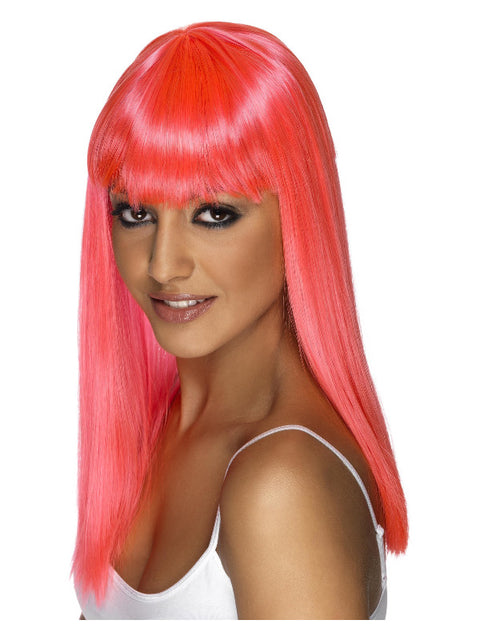 Glamourama Wig, Neon Pink Dress Loud