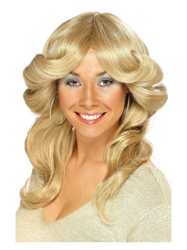 70s Flick Wig, Blonde Dress Loud