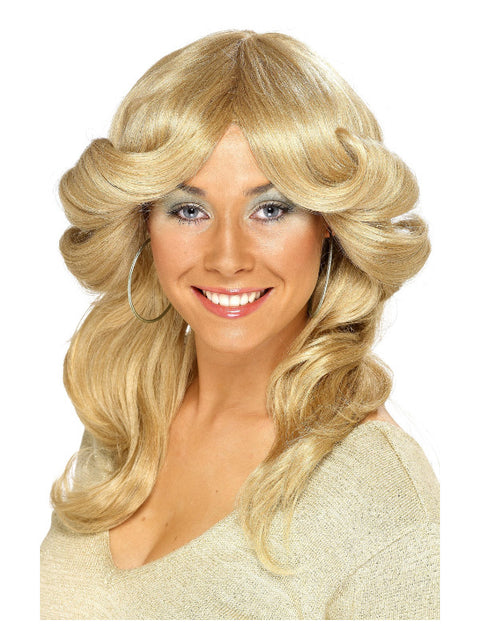 70s Flick Wig, Blonde Dress Loud
