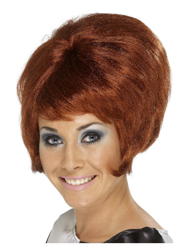 60s Beehive Wig, Auburn Dress Loud